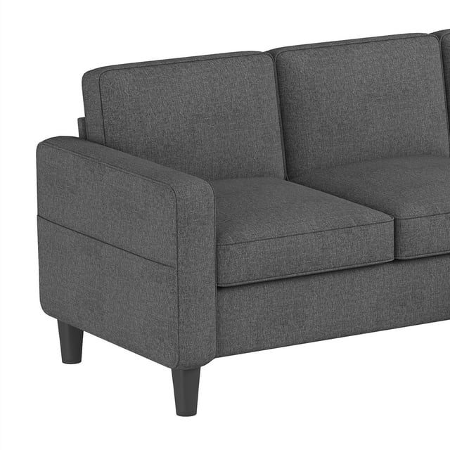 Onbeam Modern Sectional Sofa, 78" 3 Seater Couch with Storage Ottoman for Living Room, Gray