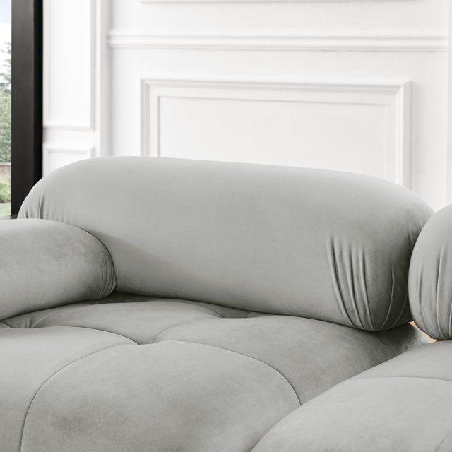 Onbeam 93" Sectional Sofa, Button Tufted Modular Chaise Couch for Living Room, Velvet, Orange