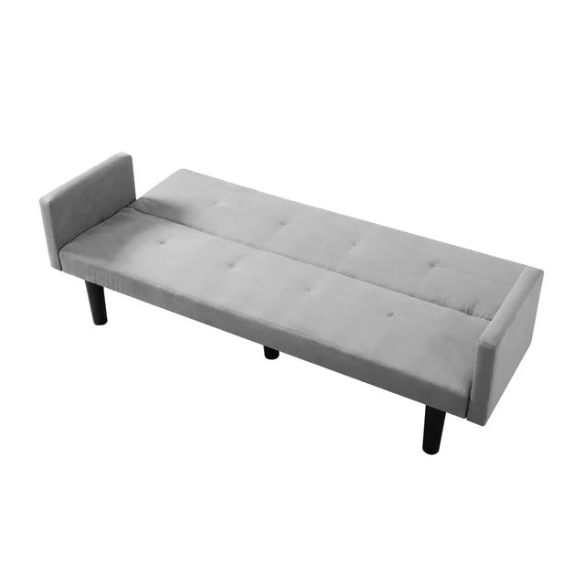 Onbeam 75" Convertible Futon Sofa Bed, Upholstered Loveseat Couch for Home Office, Faux Suede, Gray
