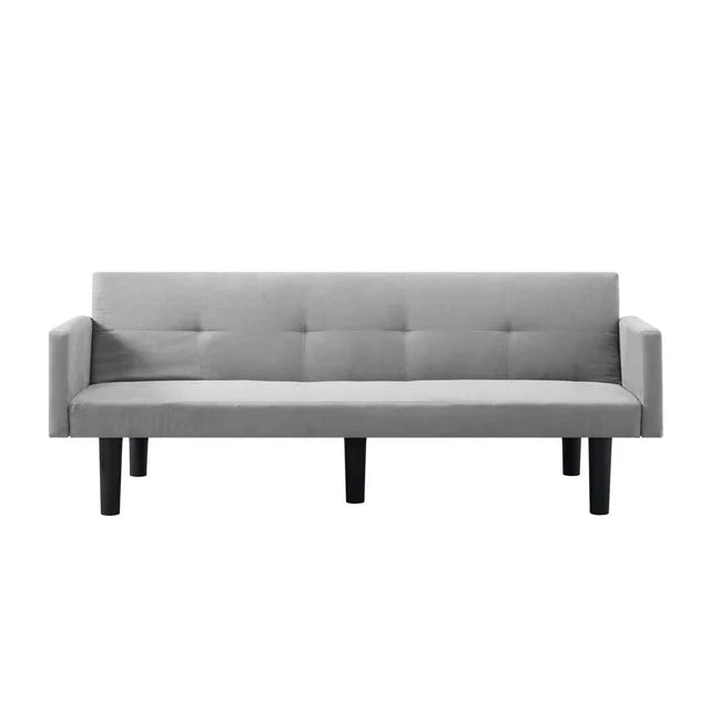 Onbeam 75" Convertible Futon Sofa Bed, Upholstered Loveseat Couch for Home Office, Faux Suede, Gray