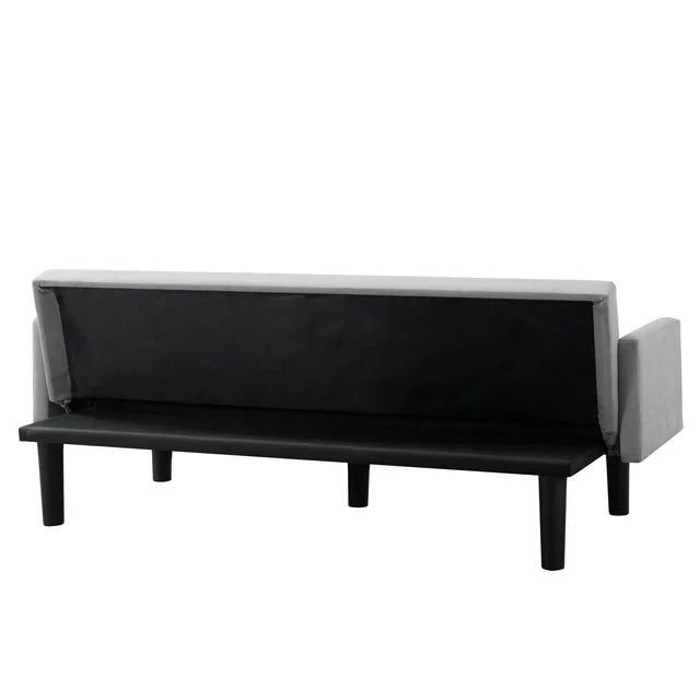 Onbeam 75" Convertible Futon Sofa Bed, Upholstered Loveseat Couch for Home Office, Faux Suede, Gray