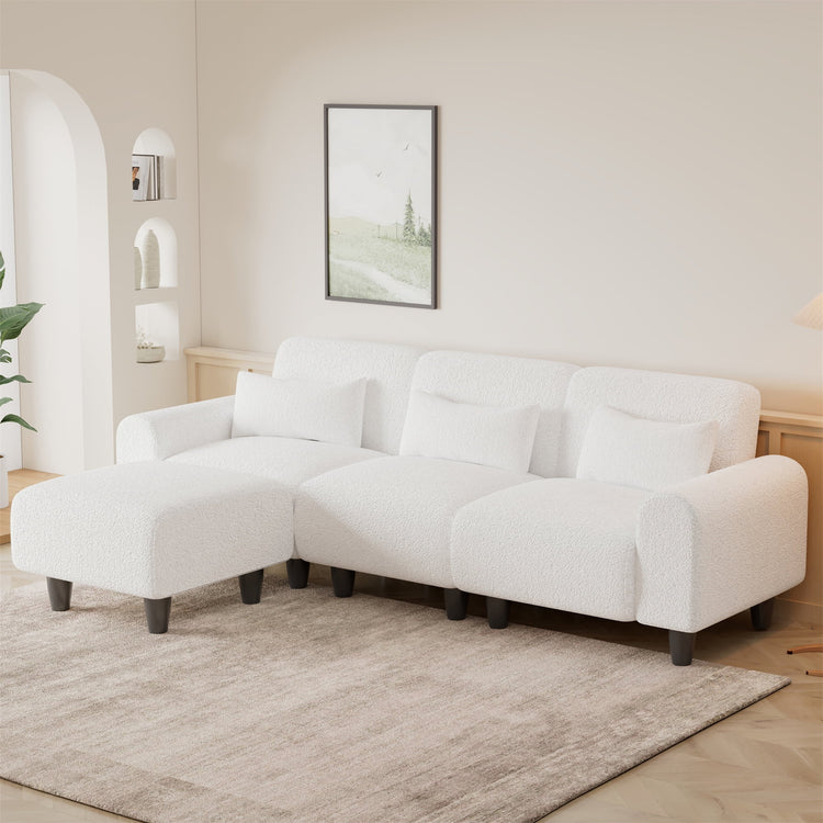 Onbeam 85" Reversible Sectional Sofa, Deep Seat Couch with Chaise for Living Room, 3 Pillows, Orange