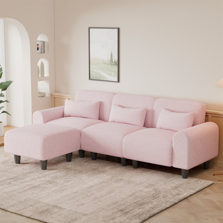 Onbeam 85" Reversible Sectional Sofa, Deep Seat Couch with Chaise for Living Room, 3 Pillows, Orange